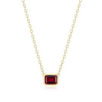 Classic Treasures 18k Gold Over Sterling Silver Lab-Created Gemstone Emerald Cut Bezel Necklace