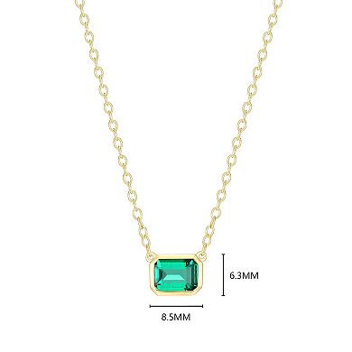 Classic Treasures 18k Gold Over Sterling Silver Lab-Created Emerald Bezel Necklace