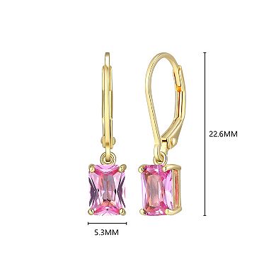 Classic Treasures 18k Gold Over Sterling Silver Lab-Created Gemstone Emerald Cut Drop Earrings