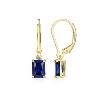 Classic Treasures 18k Gold Over Sterling Silver Lab-Created Gemstone Emerald Cut Drop Earrings