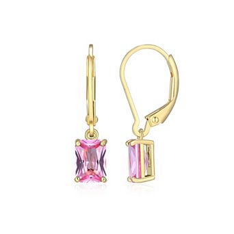 Classic Treasures 18k Gold Over Sterling Silver Lab-Created Gemstone Emerald Cut Drop Earrings