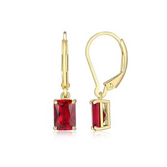 Classic Treasures 18k Gold Over Sterling Silver Lab-Created Gemstone Emerald Cut Drop Earrings