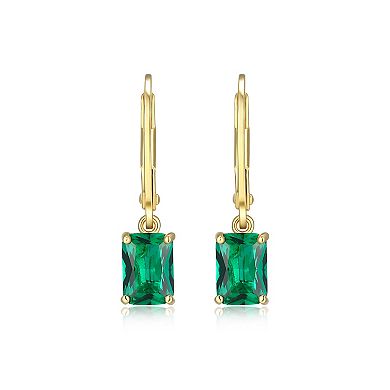 Classic Treasures 18k Gold Over Sterling Silver Lab-Created Emerald Drop Earrings