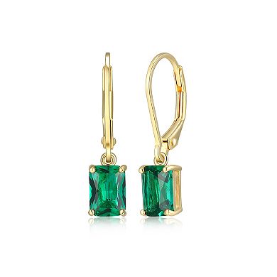 Classic Treasures 18k Gold Over Sterling Silver Lab-Created Emerald Drop Earrings