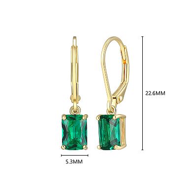 Classic Treasures 18k Gold Over Sterling Silver Lab-Created Emerald Drop Earrings
