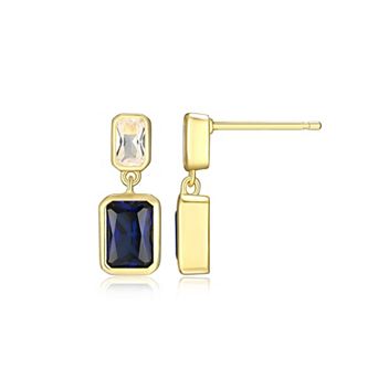 Classic Treasures 18k Gold Over Sterling Silver Lab-Created Sapphire Drop Earrings