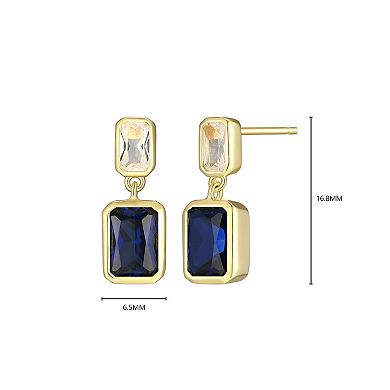 Classic Treasures 18k Gold Over Sterling Silver Lab-Created Sapphire Drop Earrings