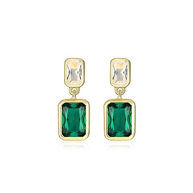 Classic Treasures 18k Gold Over Sterling Silver Lab-Created Emerald & Lab-Created White Sapphire Drop Earrings