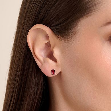 Classic Treasures 18k Gold Over Sterling Silver Lab-Created Gemstone Emerald Cut Stud Earrings