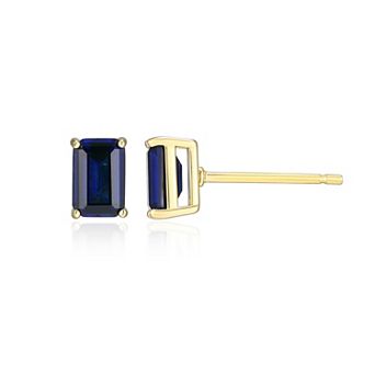 Classic Treasures 18k Gold Over Sterling Silver Lab-Created Gemstone Emerald Cut Stud Earrings