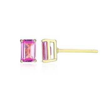 Classic Treasures 18k Gold Over Sterling Silver Lab-Created Gemstone Emerald Cut Stud Earrings
