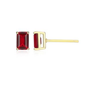 Classic Treasures 18k Gold Over Sterling Silver Lab-Created Gemstone Emerald Cut Stud Earrings