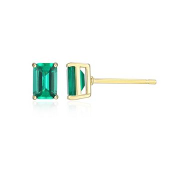 Classic Treasures 18k Gold Over Sterling Silver Lab-Created Emerald Stud Earrings