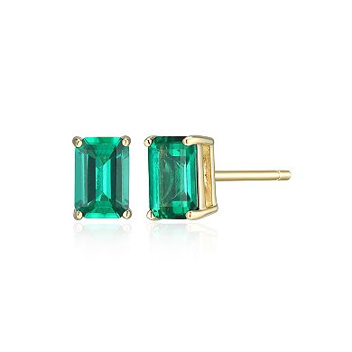 Classic Treasures 18k Gold Over Sterling Silver Lab-Created Emerald Stud Earrings