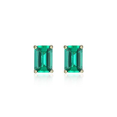 Classic Treasures 18k Gold Over Sterling Silver Lab-Created Emerald Stud Earrings