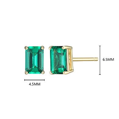 Classic Treasures 18k Gold Over Sterling Silver Lab-Created Emerald Stud Earrings
