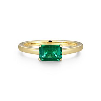 Classic Treasures 18k Gold Over Sterling Silver Lab-Created Emerald Ring