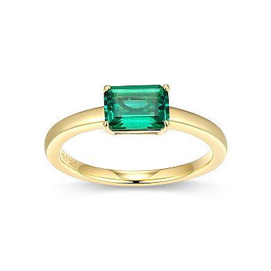 Classic Treasures 18k Gold Over Sterling Silver Lab-Created Emerald Ring