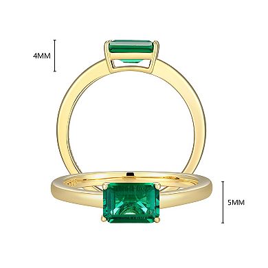 Classic Treasures 18k Gold Over Sterling Silver Lab-Created Emerald Ring
