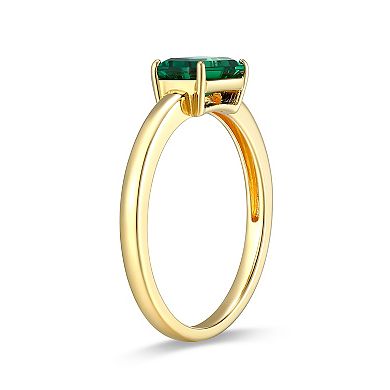 Classic Treasures 18k Gold Over Sterling Silver Lab-Created Emerald Ring