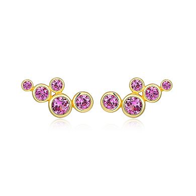 Classic Treasures 18k Gold Over Sterling Silver Round Lab-Created Gemstone Cluster Stud Earrings