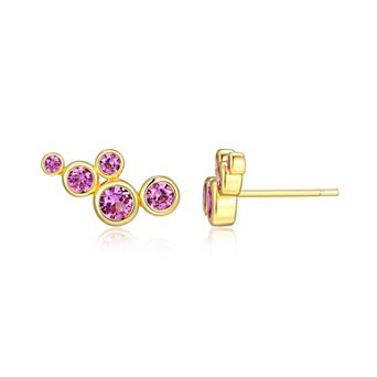 Classic Treasures 18k Gold Over Sterling Silver Round Lab-Created Gemstone Cluster Stud Earrings