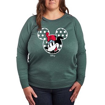 Plus Size Disney's Minnie Mouse Polka Dot Ears French Terry Long Sleeve Tee