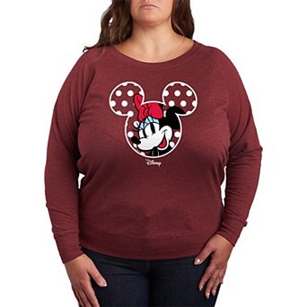 Plus Size Disney's Minnie Mouse Polka Dot Ears French Terry Long Sleeve Tee