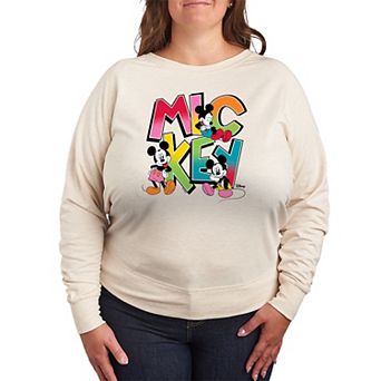 Plus Size Disney's Mickey Mouse Retro French Terry Long Sleeve Tee
