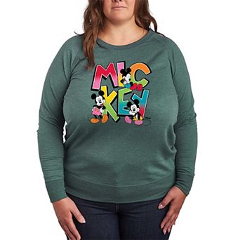Plus Size Disney's Mickey Mouse Retro French Terry Long Sleeve Tee