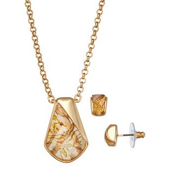 Napier Gold-Tone Pendant Necklace & Earring Set