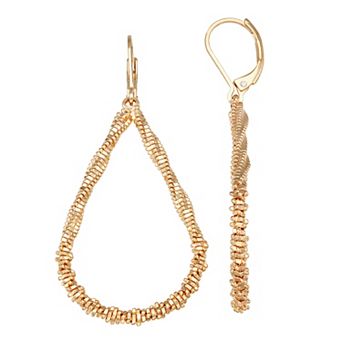 Napier Gold-Tone Lace Long Oval Drop Earrings