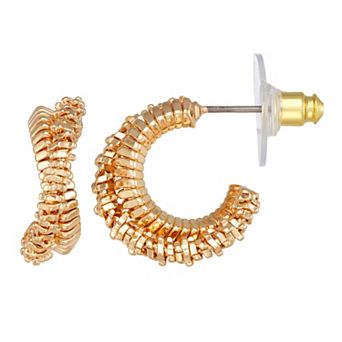 Napier Gold-Tone Lace C-Hoop Earrings