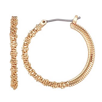 Napier Gold-Tone Lace Hoop Earrings