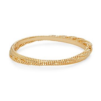 Napier Gold-Tone Lace Hinge Bangle Bracelet