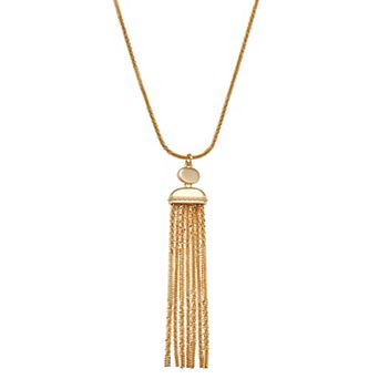 Napier Gold-Tone Lace Fringe Pendant Necklace
