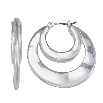 Napier Silver-Tone Double Hoop Earrings