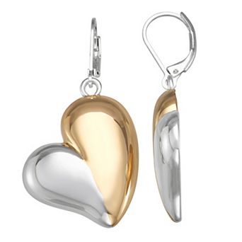 Napier Two-Tone Heart Drop Earrings