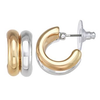 Napier Two-Tone C-Hoop Earrings