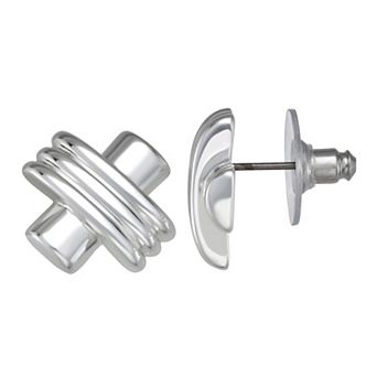 Napier Silver-Tone Fluted Stud Earrings