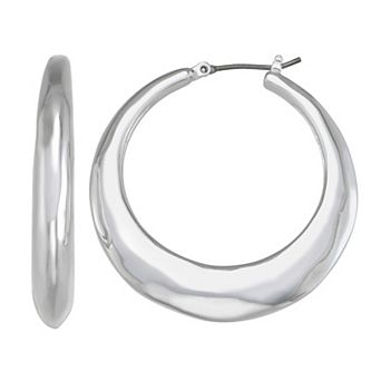 Napier Silver-Tone Hammered Hoop Earrings