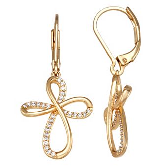 Napier Gold-Tone Cubic Zirconia Cross Drop Earrings