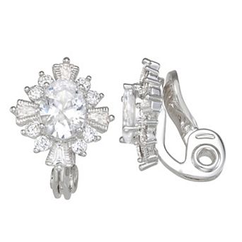 Napier Silver-Tone Crystal Drop Clip-On Earrings