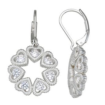 Napier Cubic Zirconia Accent Heart Drop Earrings