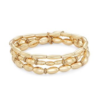 Napier Gold Tone 3 pc Mixed Tunes Stretch Bracelet Set