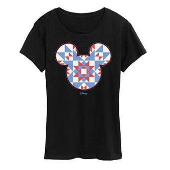 Women's Disney's Minnie Mouse Quilt Pattern Ears Graphic Tee