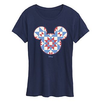 Women's Disney's Minnie Mouse Quilt Pattern Ears Graphic Tee