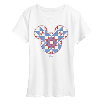 Women's Disney's Minnie Mouse Quilt Pattern Ears Graphic Tee
