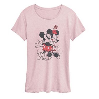 Women's Disney's Mickey & Minnie Heart Vintage Graphic Tee