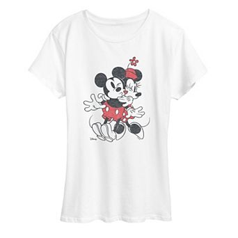 Women's Disney's Mickey & Minnie Heart Vintage Graphic Tee
